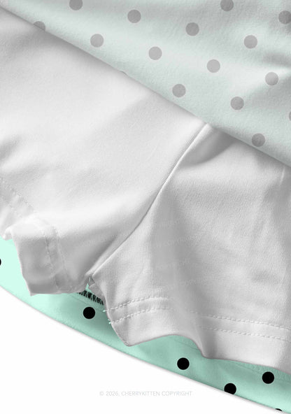 Black Dots On Mint Green Y2K Print Mini Skirt Cherrykitten
