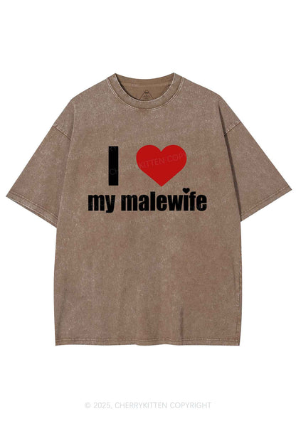 I Love My Malewife Pride Y2K Shirts Washed Tee Cherrykitten