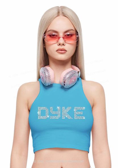 Rhinestone Dyke Pride Y2K Crop Tank Top Cherrykitten