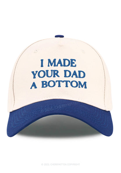 Embroidered Made Your Dad Bottom Pride Y2K Color Block Baseball Cap Cherrykitten