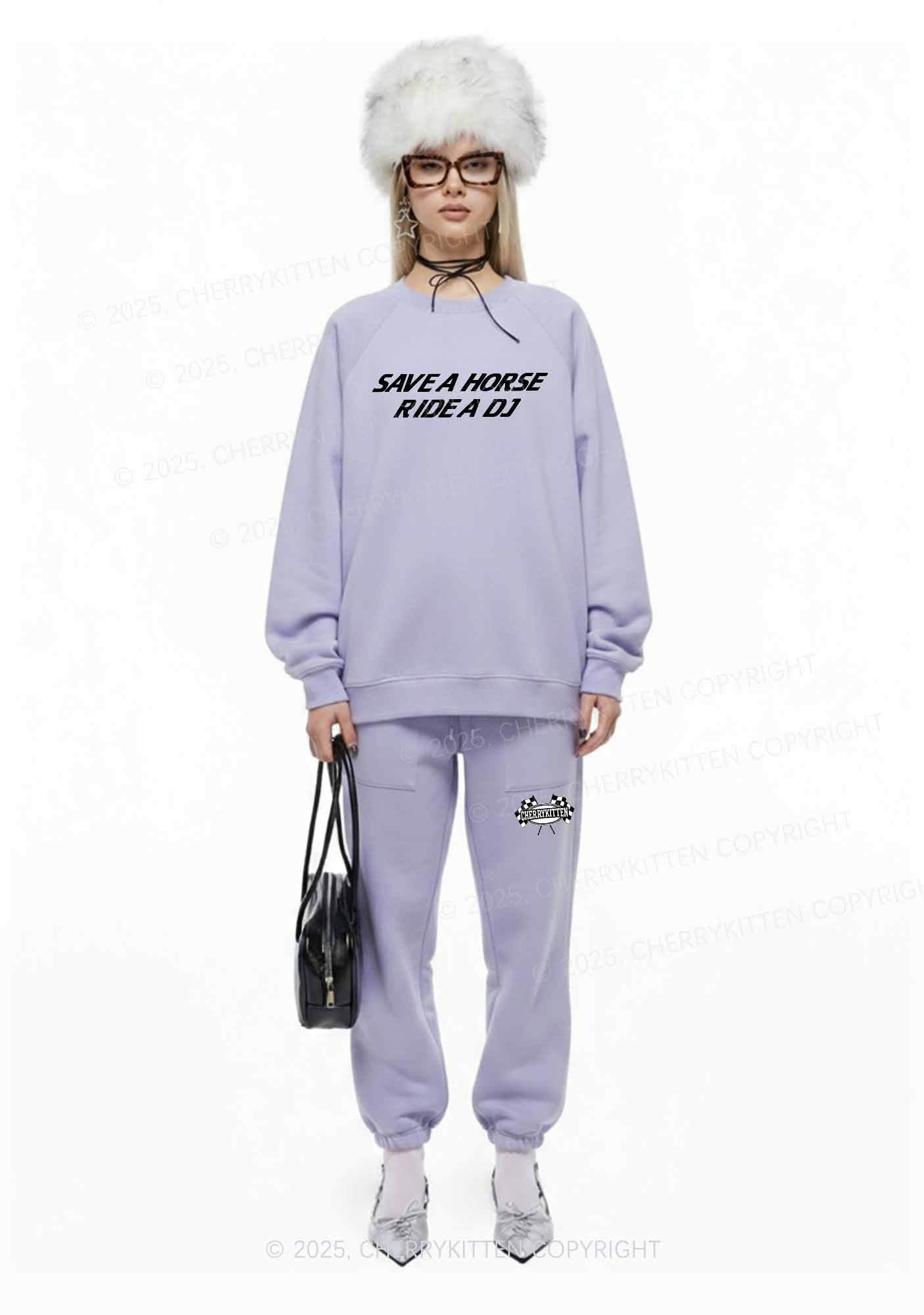 Ride A DJ Y2K Fleece Sweatshirts Set Cherrykitten