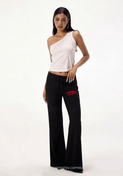 Transgirls Are Hot Pride Y2K Low Rise Drawstring Flare Pants Cherrykitten
