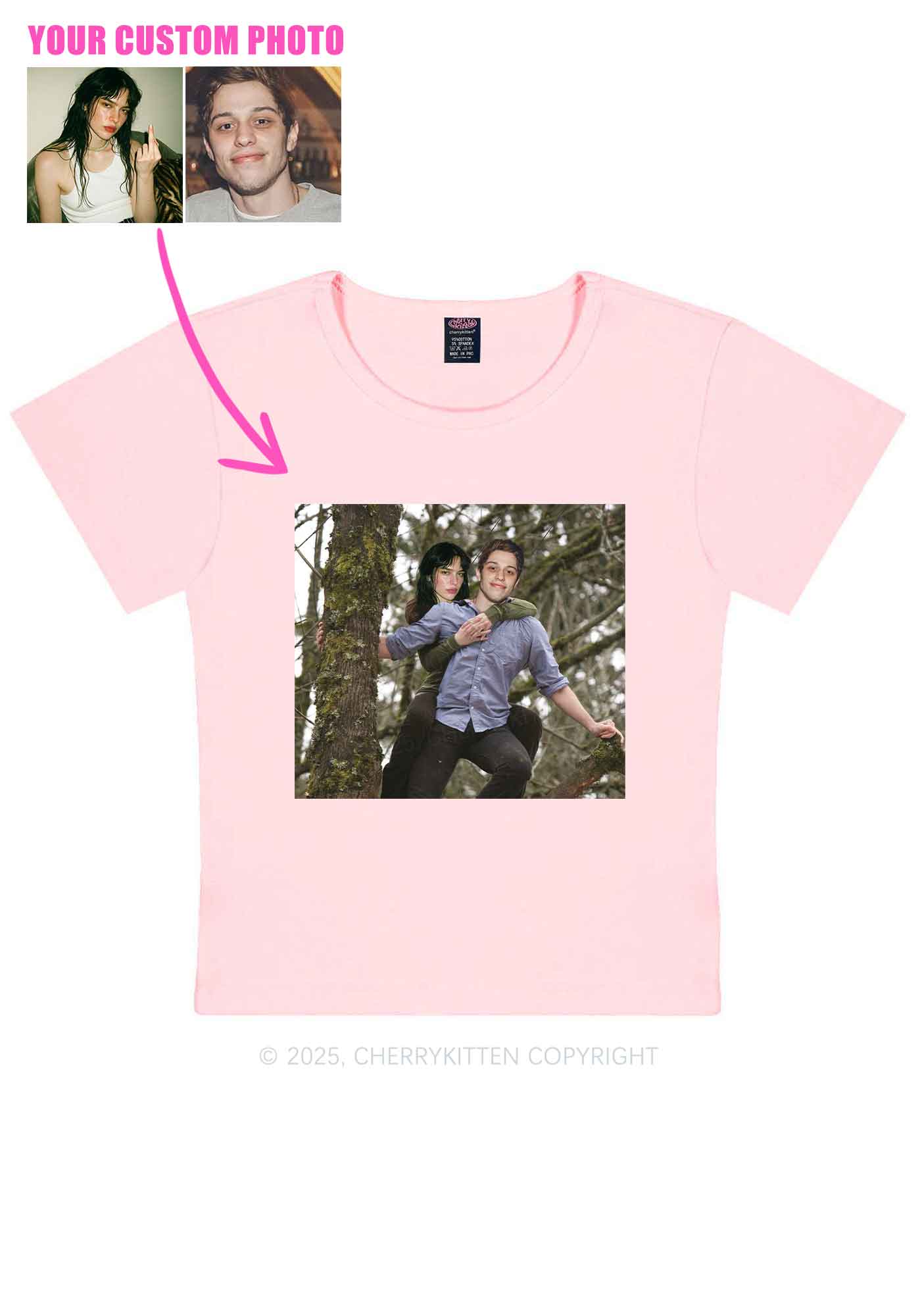 Custom Couple Face Y2K Baby Tee Cherrykitten