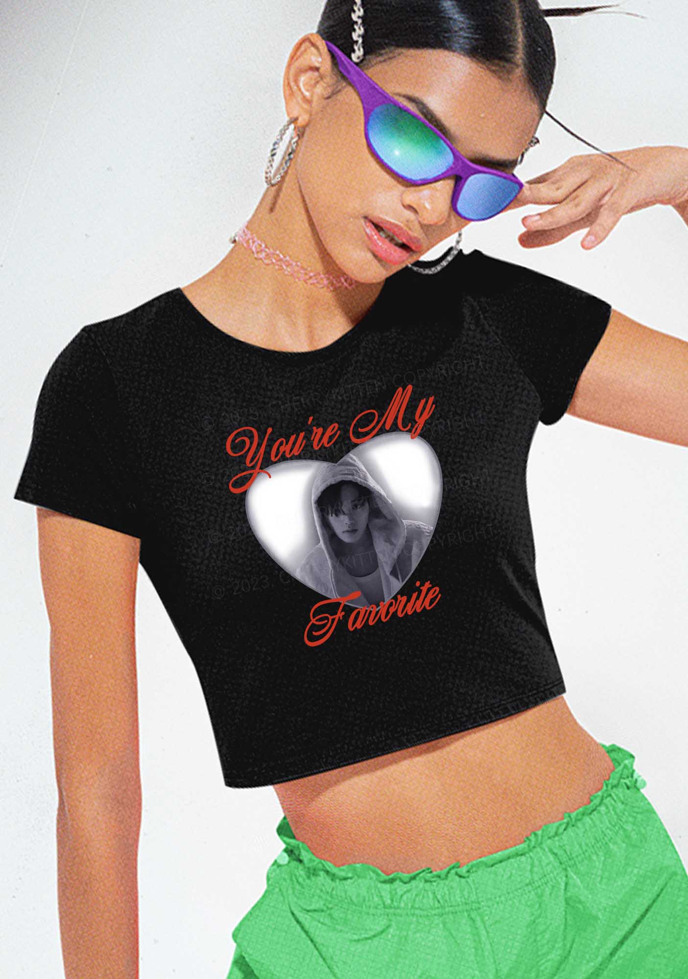 Custom You're My Favorite Y2K Baby Tee Cherrykitten