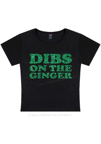 Glitter Dibs On The Ginger St Patricks Y2K Baby Tee Cherrykitten