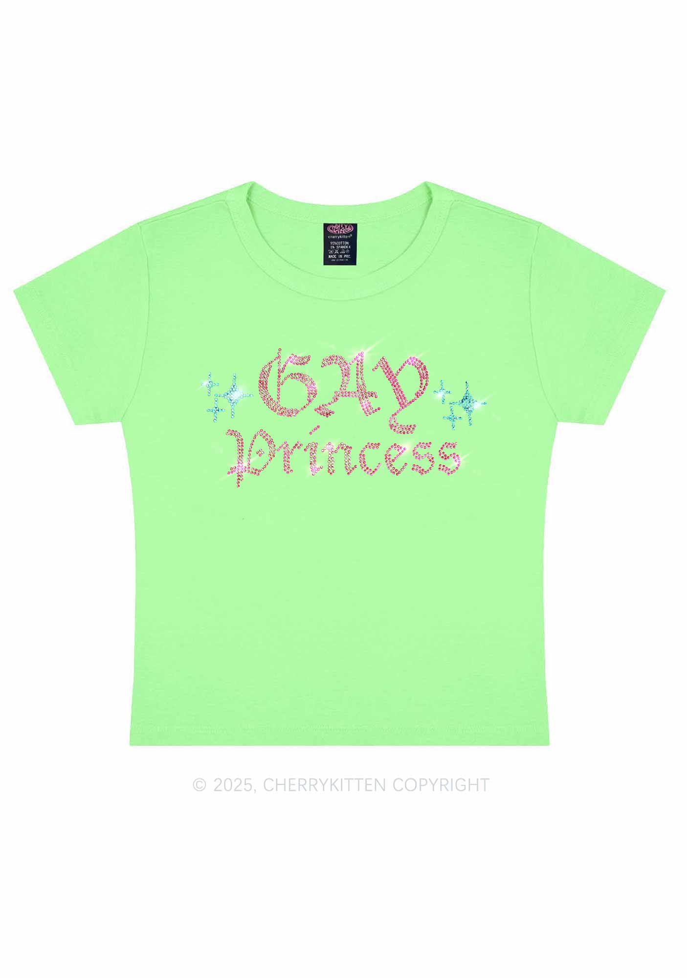 Rhinestone Gay Princess Y2K Baby Tee Cherrykitten