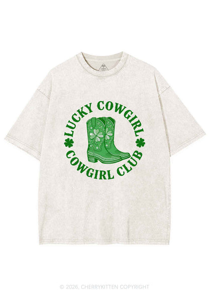 Lucky Cowgirl Club St Patricks Y2K Shirts Washed Tee Cherrykitten