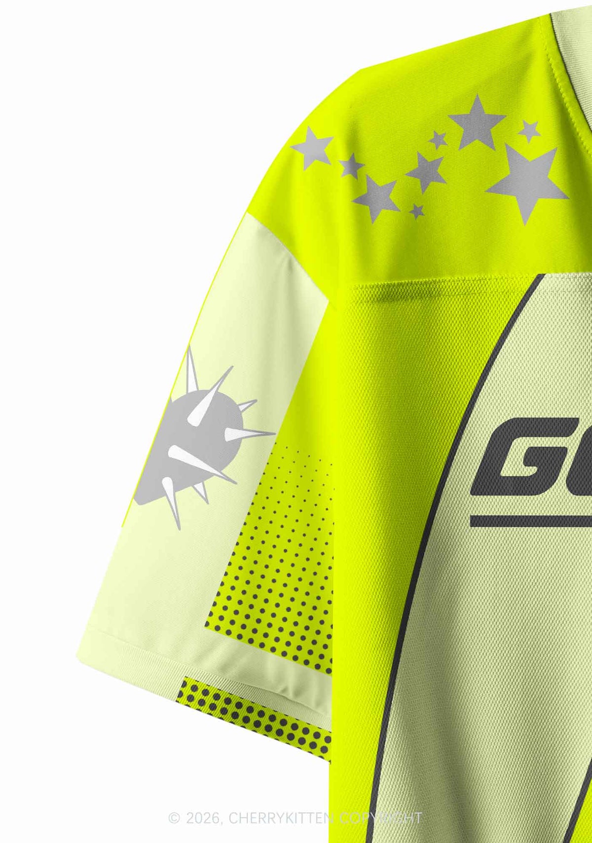 Lime Green Good Girl Y2K Crop Sport Jersey Shirts Cherrykitten