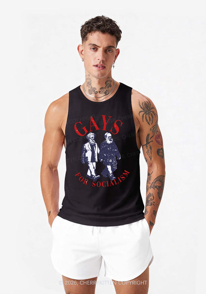 Gays For Socialism Pride Y2K Men Racerback Tank Top Cherrykitten