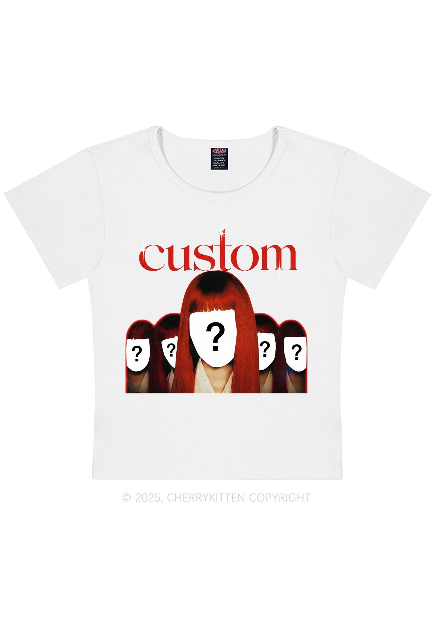 Custom Five Portraits Y2K Baby Tee Cherrykitten