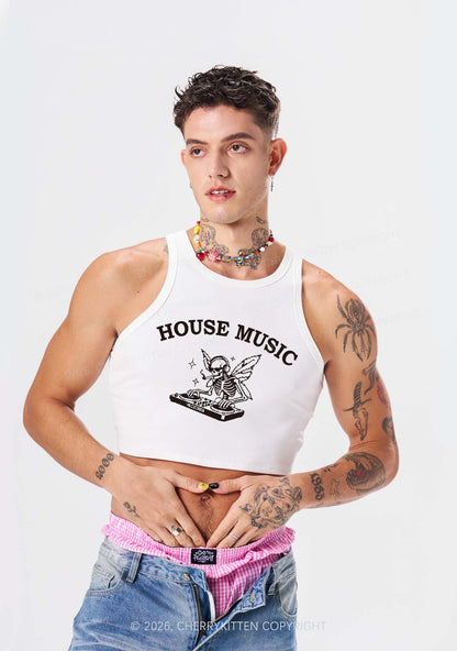 House Music Skeleton Y2K Crop Tank Top Cherrykitten