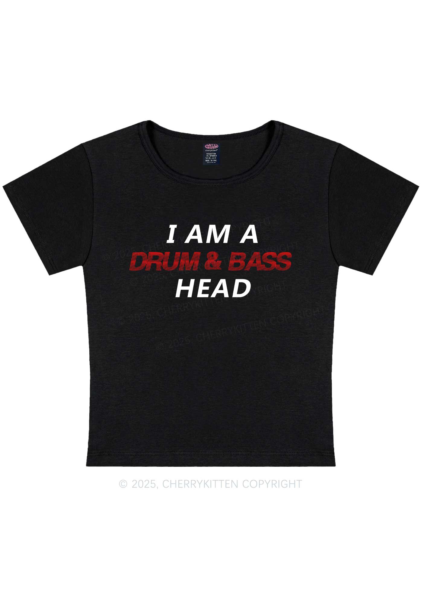 Drum Bass Head Y2K Baby Tee Cherrykitten