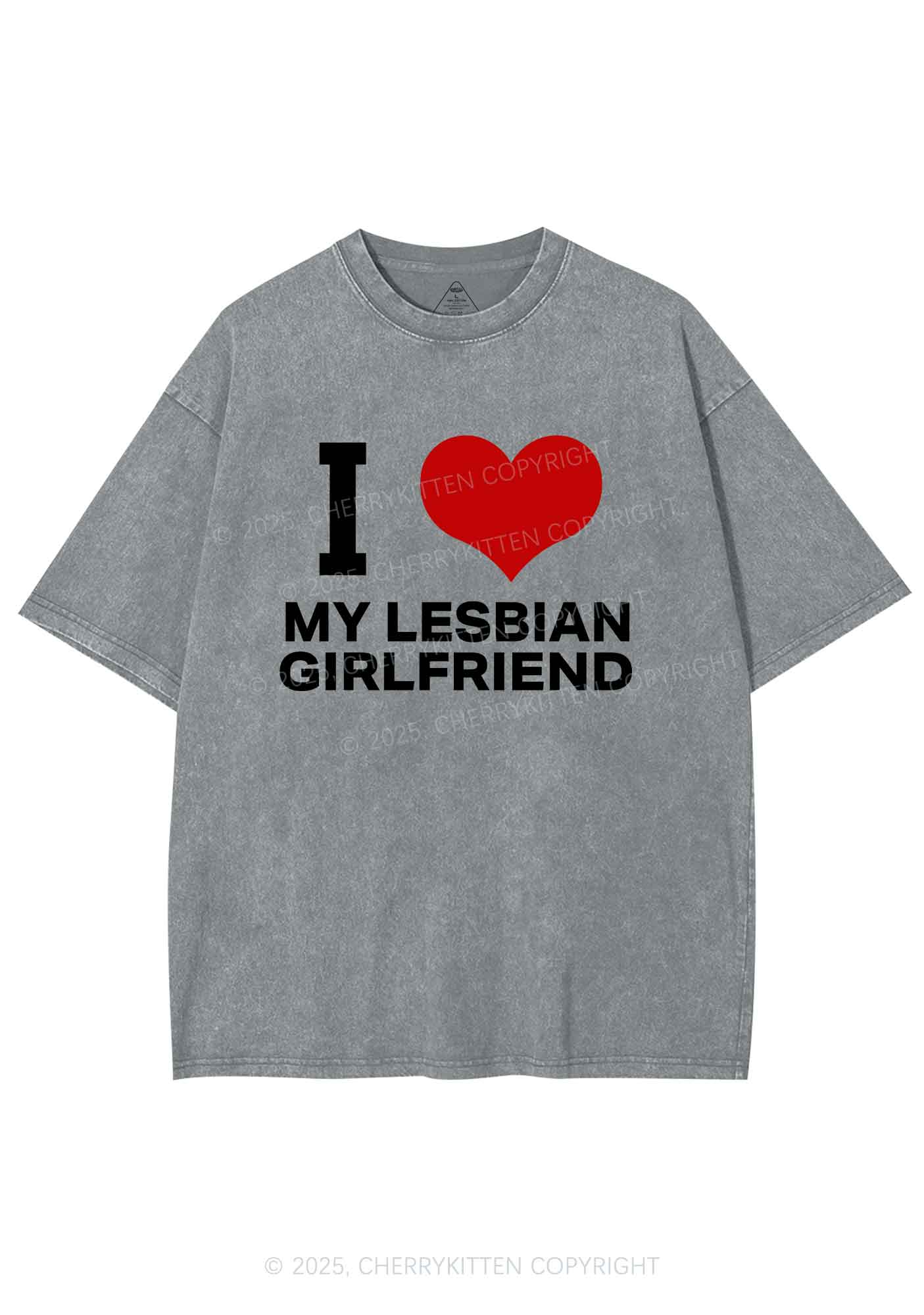 I Love My Lesbian GF Y2K Shirts Washed Tee Cherrykitten