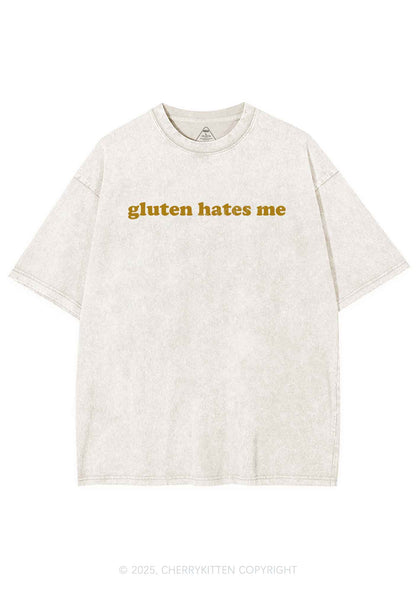 Gluten Hates Me Y2K Shirts Washed Tee Cherrykitten