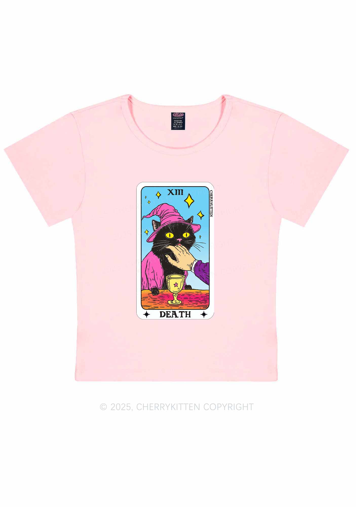 Halloween Death Black Cat Y2K Baby Tee Cherrykitten