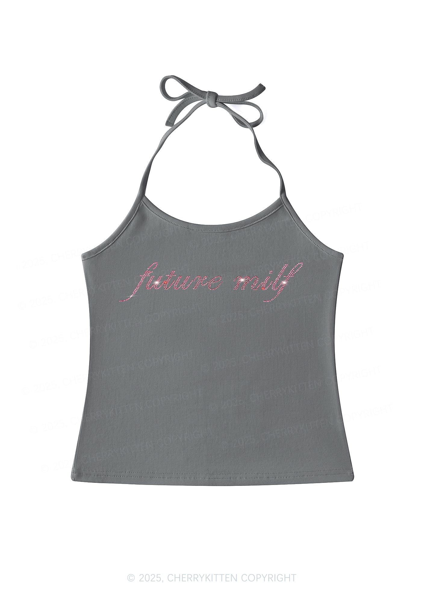 Rhinestone Pink Future Mxxf Y2K Halter Neck Cami Cherrykitten