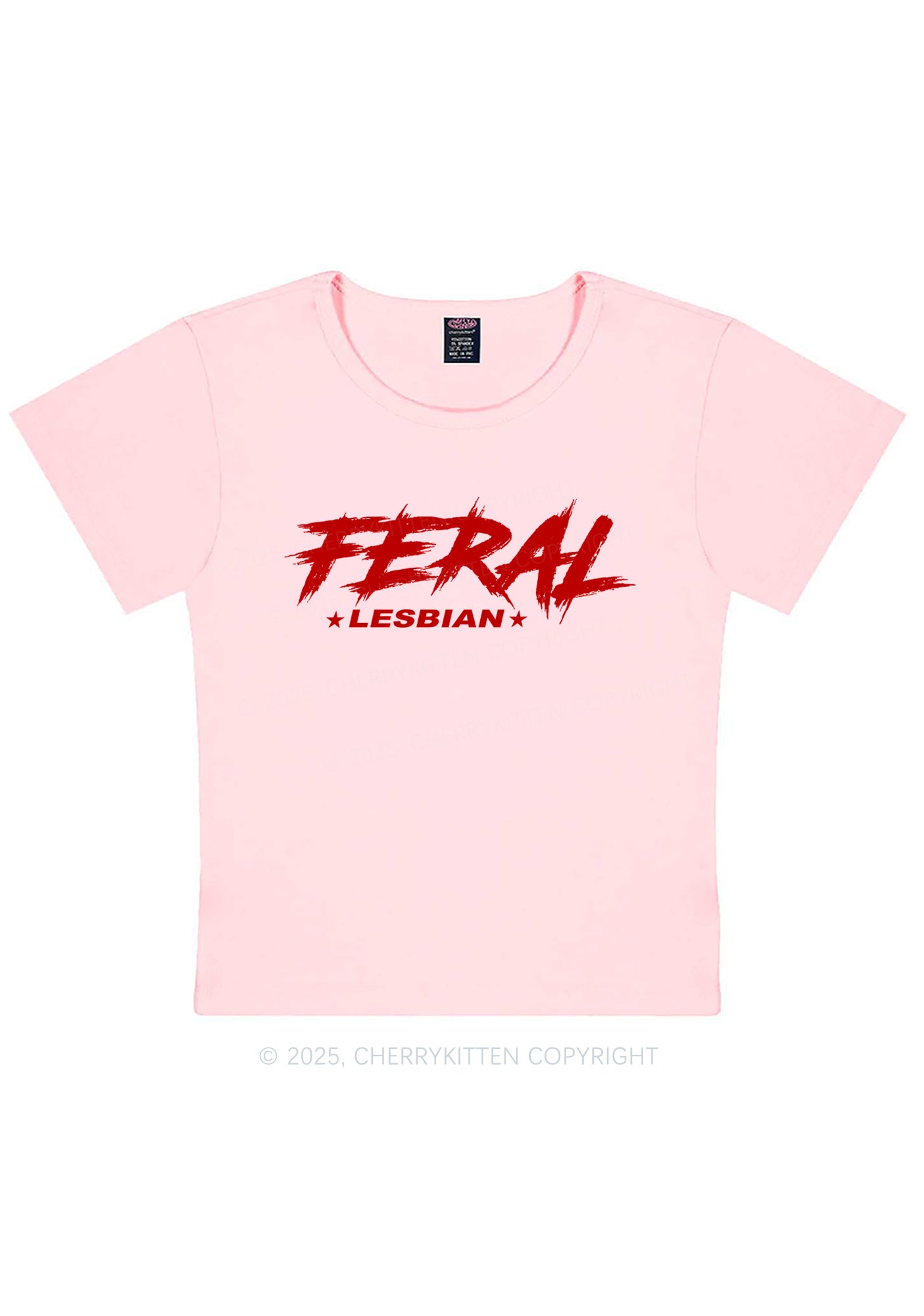 Feral Lesbian Pride Y2K Baby Tee Cherrykitten