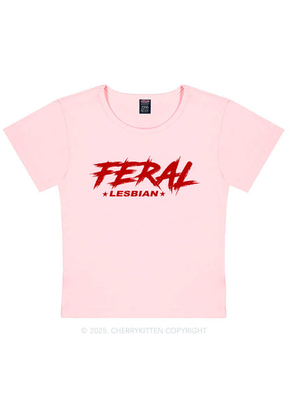 Feral Lesbian Pride Y2K Baby Tee Cherrykitten