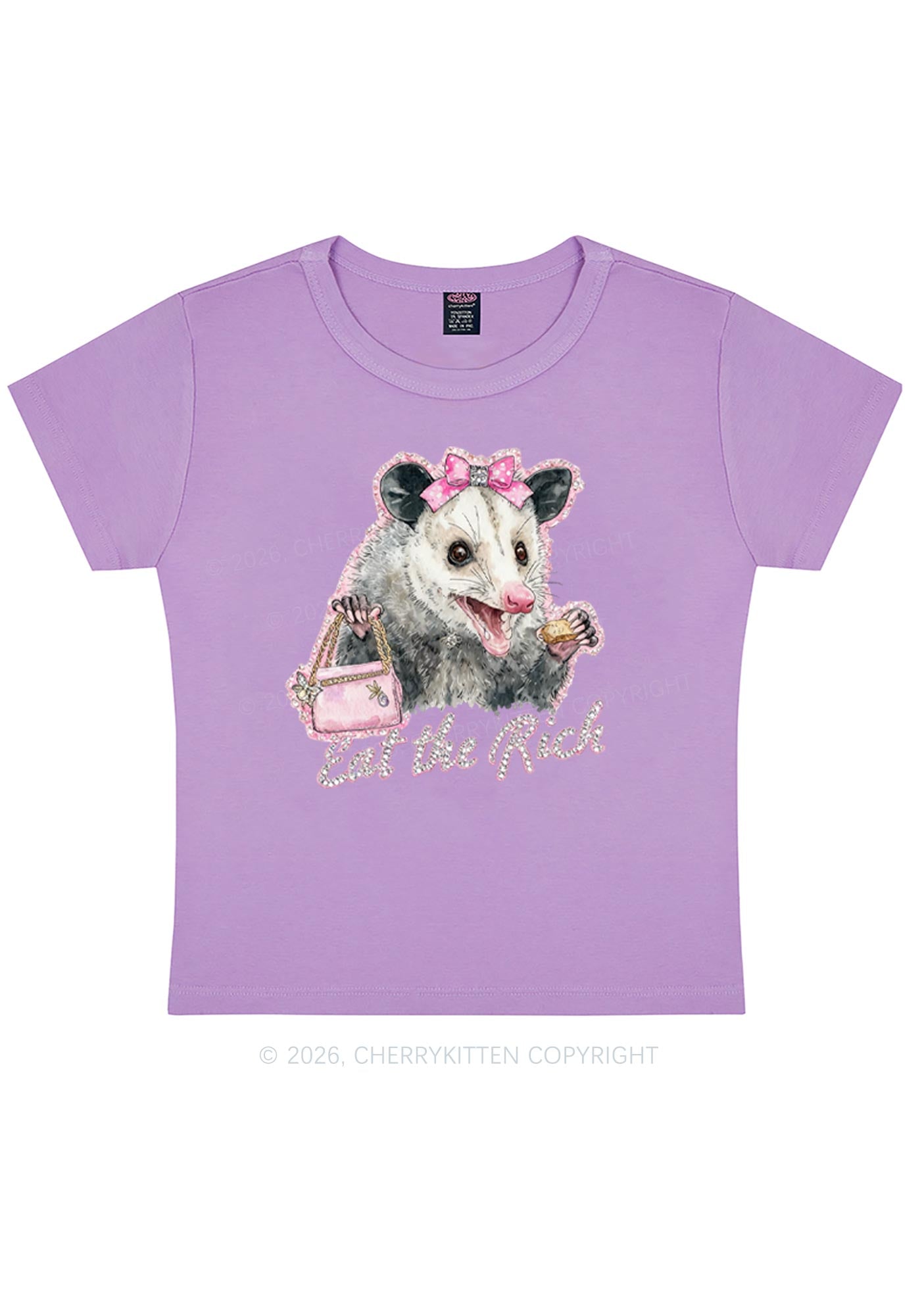 Eat The Rich Possum Y2K Baby Tee Cherrykitten