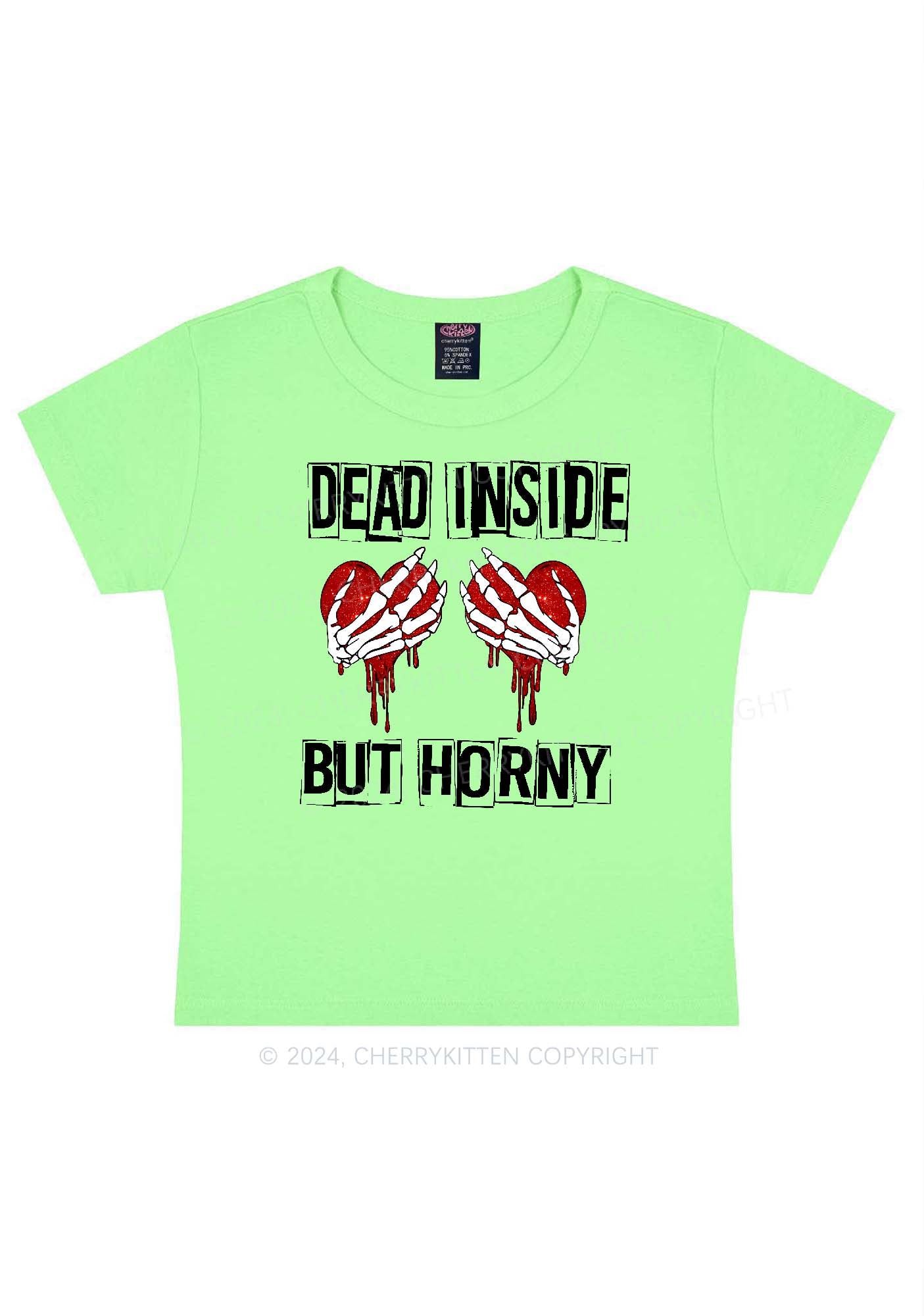 Dead Inside But Hxrny Y2K Valentine's Day Baby Tee Cherrykitten