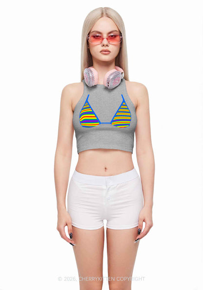 Rainbow Stripe Bra Pride Y2K Crop Tank Top Cherrykitten