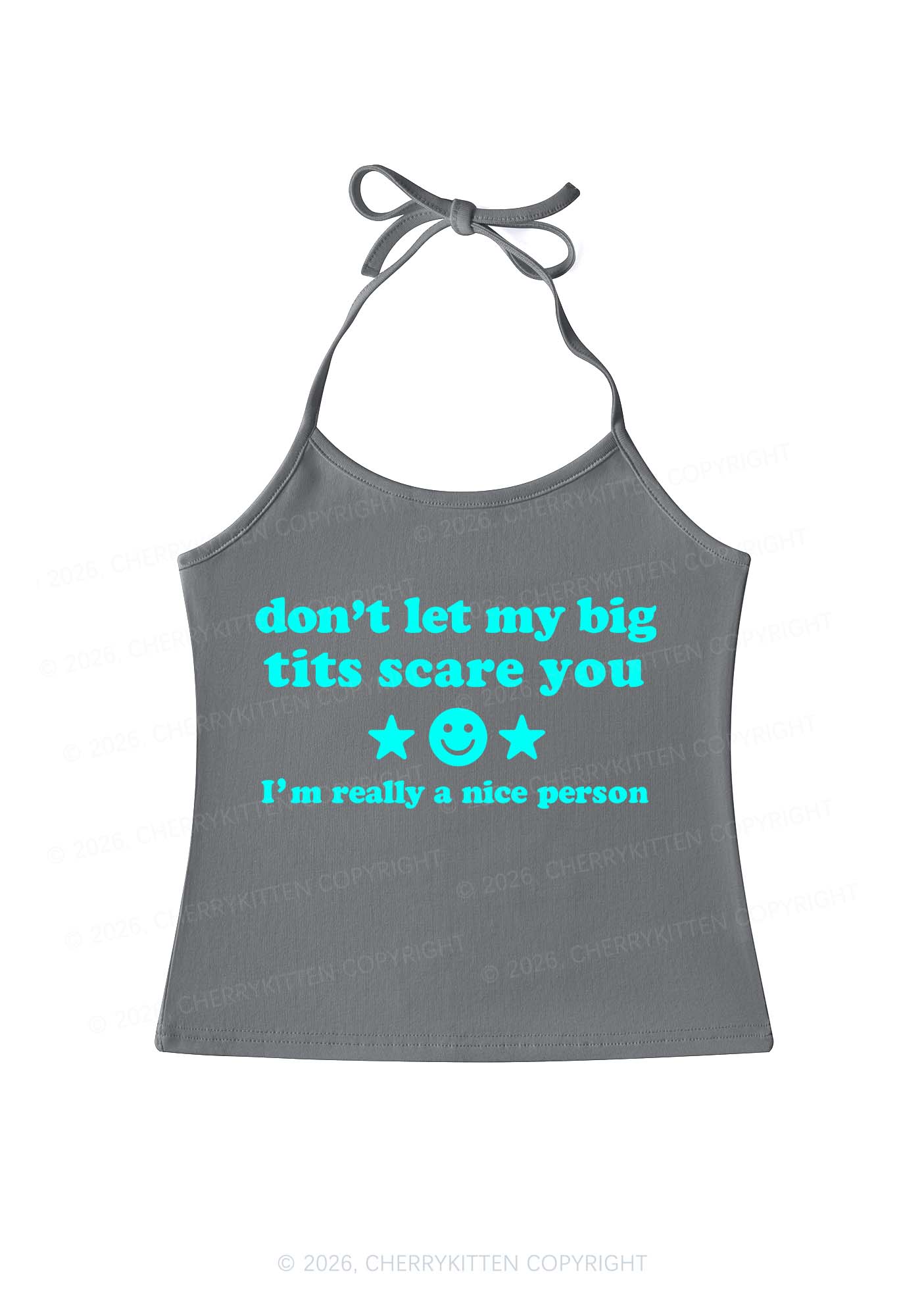 Dont Let My Big Txts Scare You Y2K Halter Neck Cami Cherrykitten