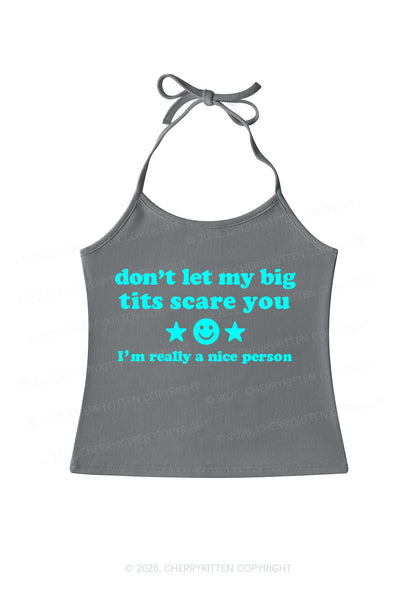 Dont Let My Big Txts Scare You Y2K Halter Neck Cami Cherrykitten