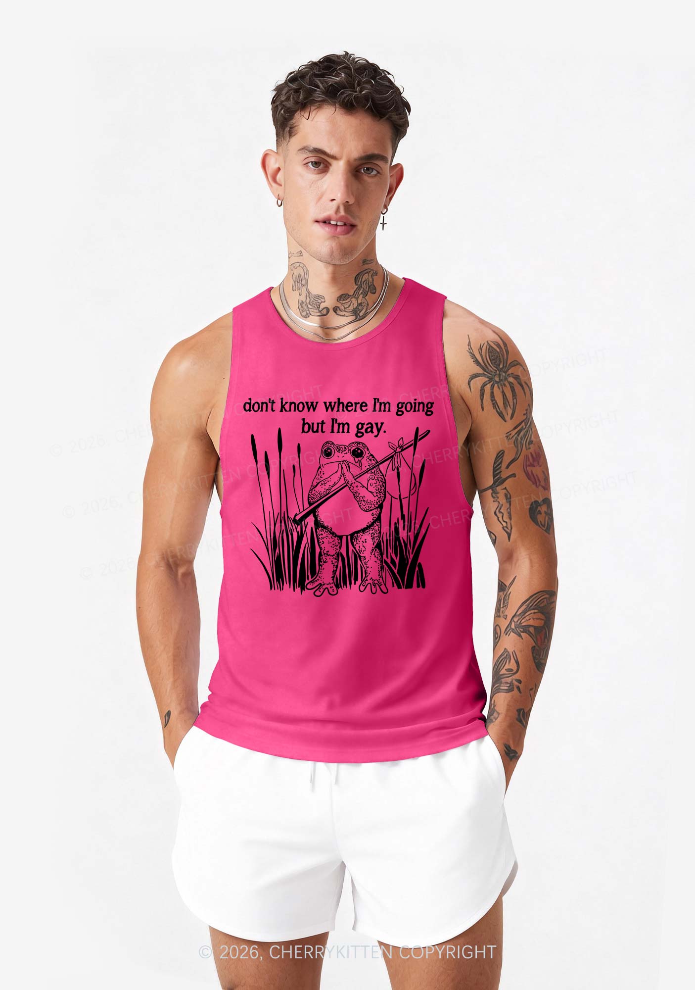 But I Am Gay Frog Pride Y2K Men Racerback Tank Top Cherrykitten