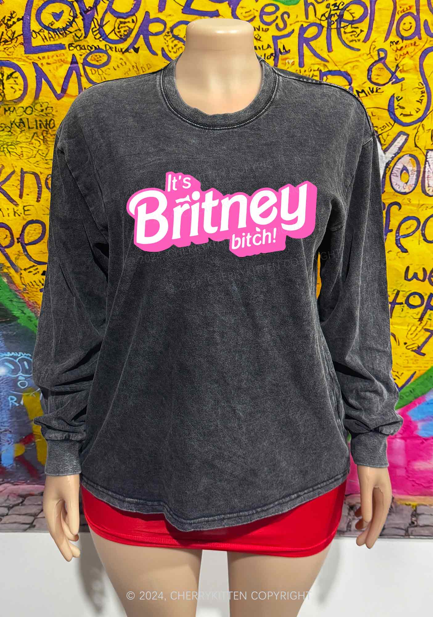 It's Britney Bixch Y2K Washed Long Sleeves Cherrykitten