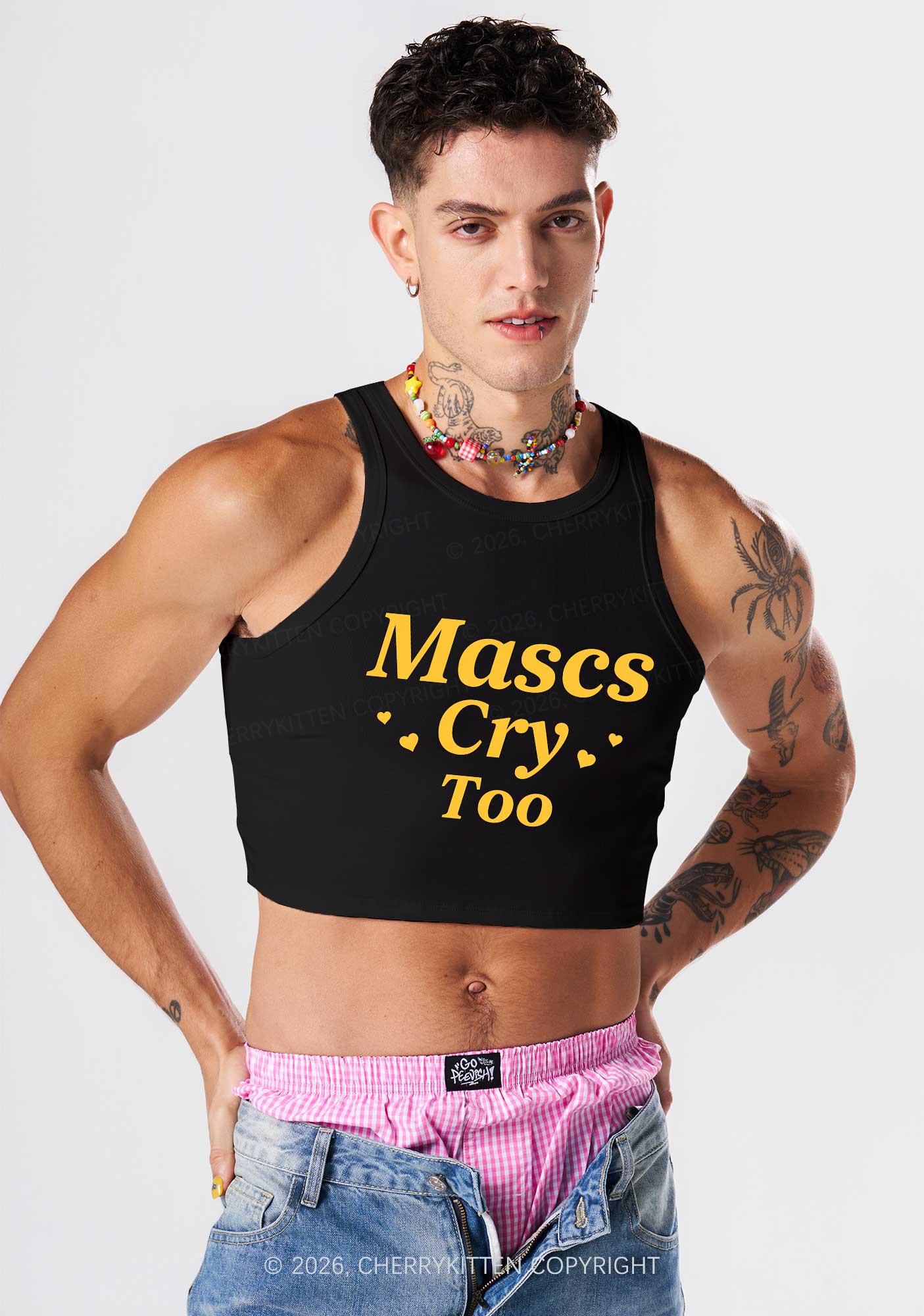 Mascs Cry Too Pride Y2K Crop Tank Top Cherrykitten