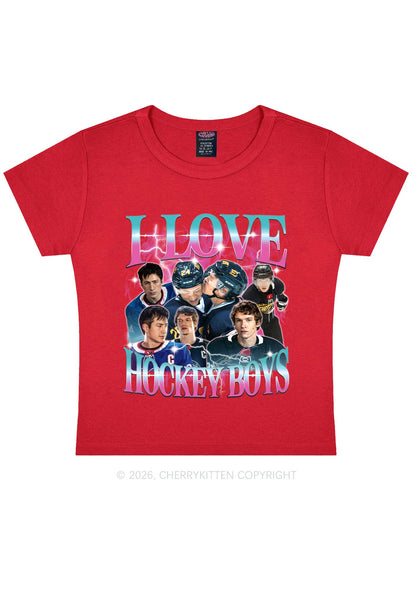 Pink Blue Gradient I Love Hockey Boys HR Y2K Baby Tee Cherrykitten