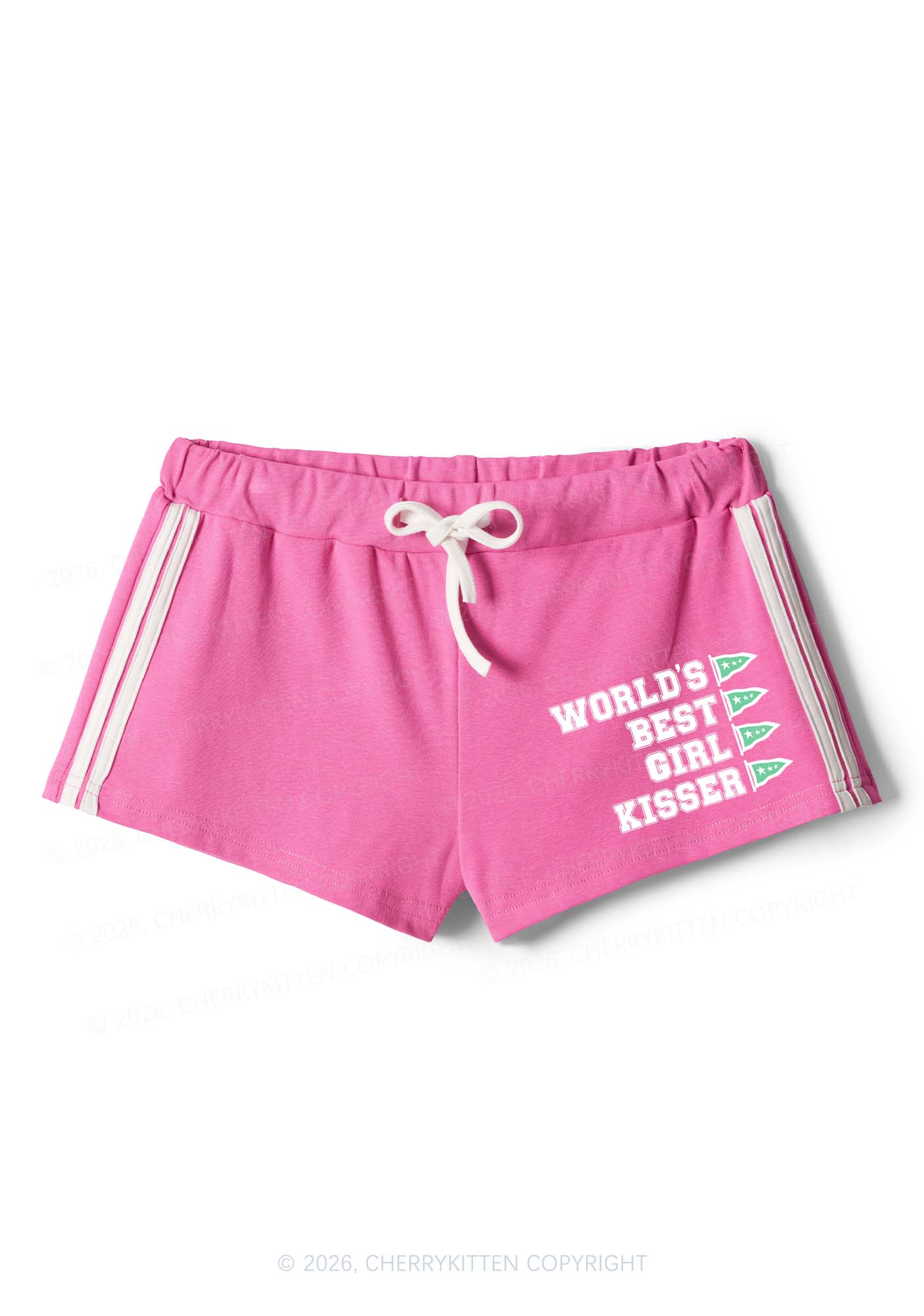 Worlds Best Girl Kisser Pride Y2K Drawstring Mini Shorts Cherrykitten