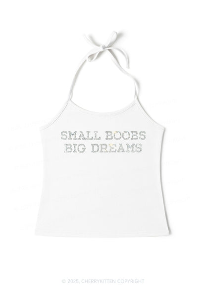 Rhinestone Small But Big Dreams Y2K Halter Neck Cami Cherrykitten