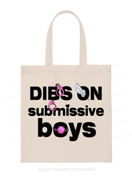 Dibs On S Boys Y2K Canvas Tote Bag Cherrykitten