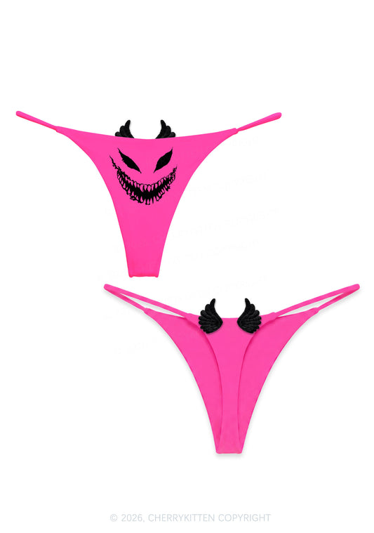 Halloween Smiling Silhouette Y2K Goth Angel Wings Bikini String Thong Cherrykitten
