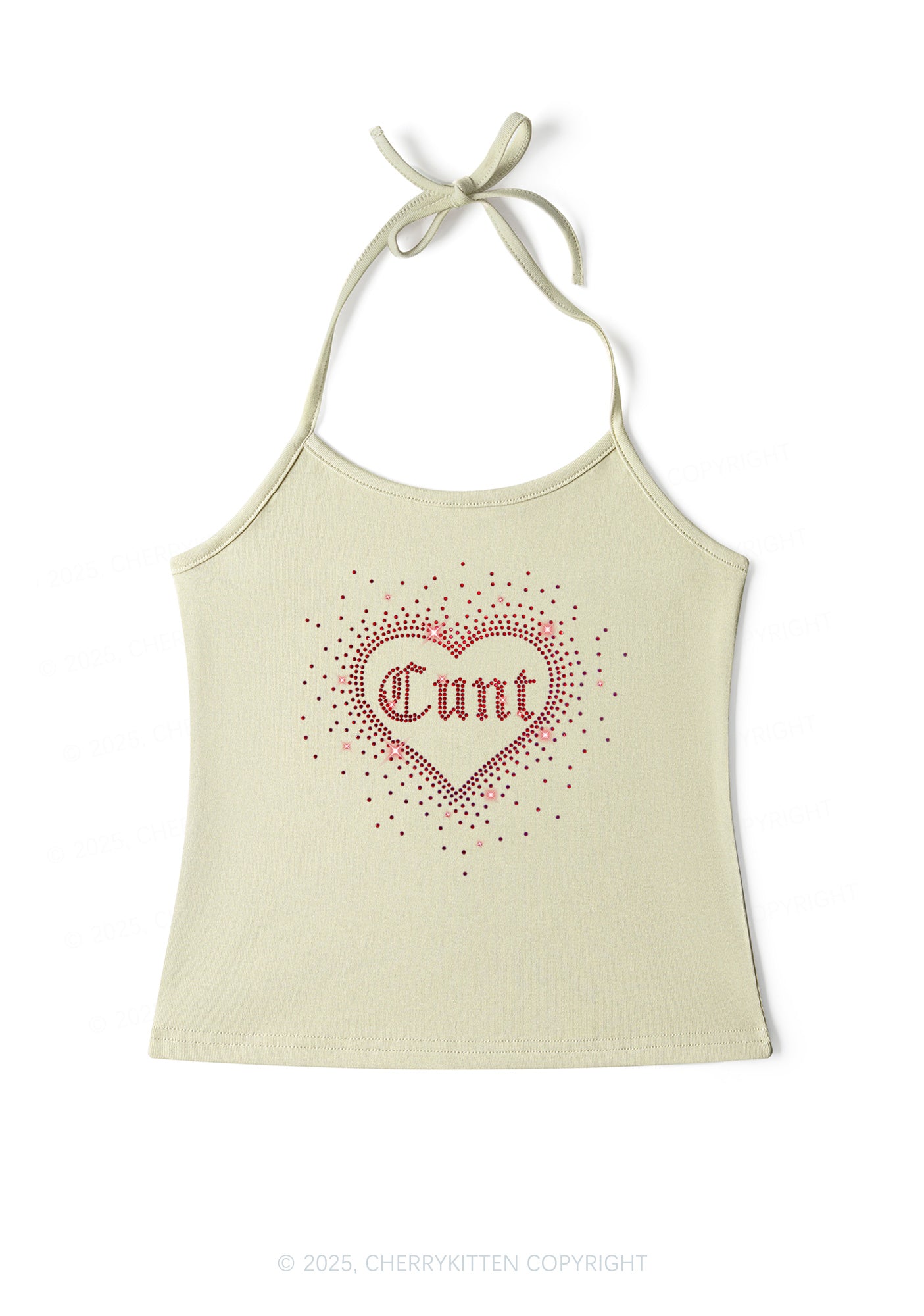 Rhinestone Love Cxxt Y2K Halter Neck Cami Cherrykitten