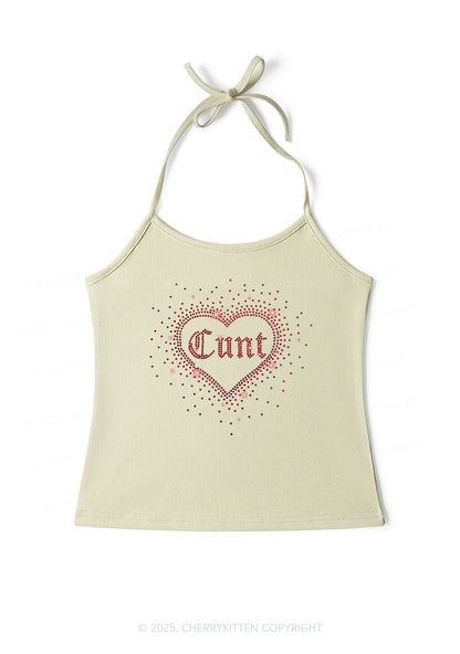 Rhinestone Love Cxxt Y2K Halter Neck Cami Cherrykitten