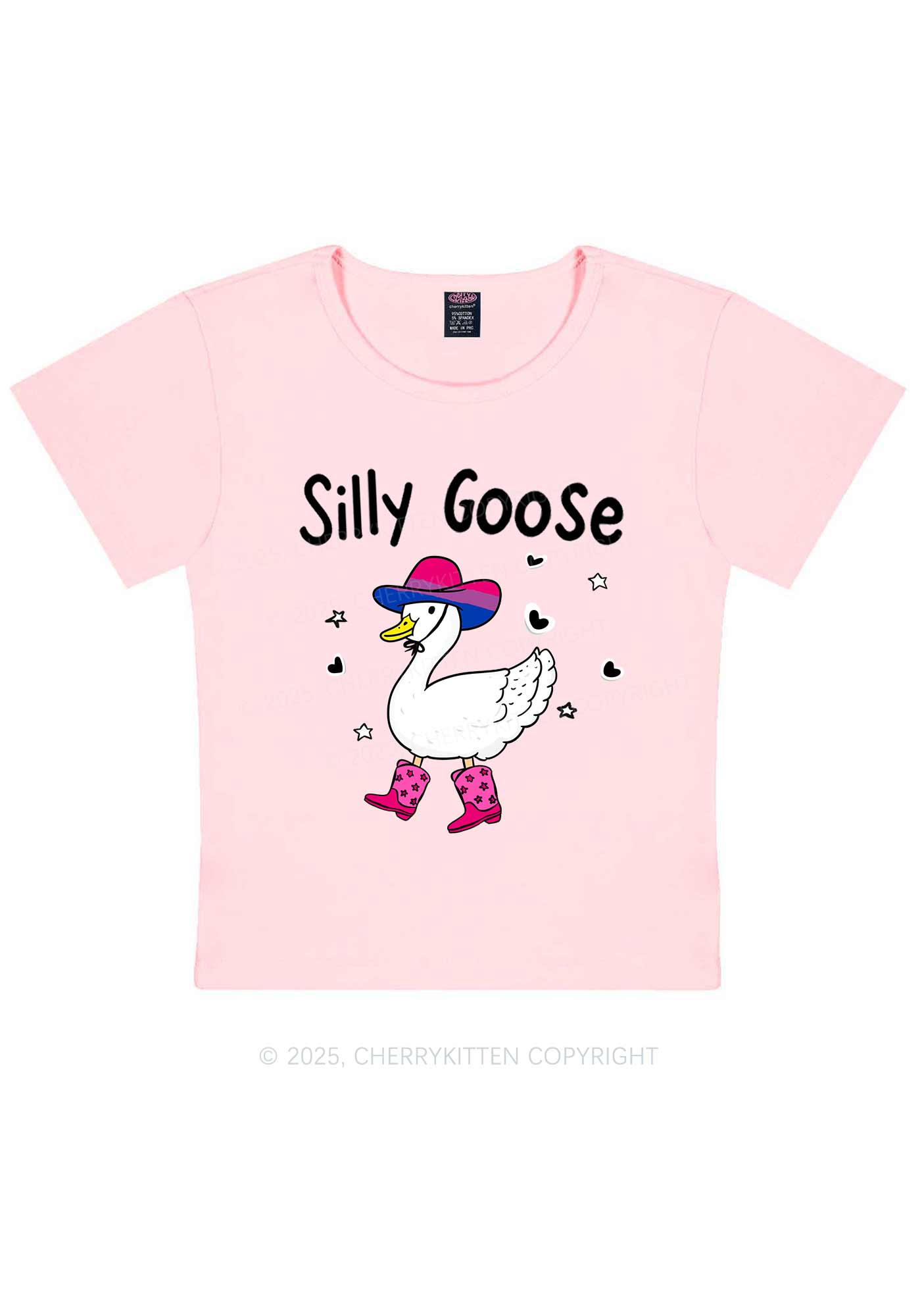 Silly Goose Bisexual Pride Y2K Baby Tee Cherrykitten