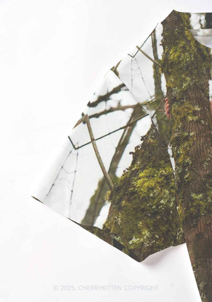 Custom Face Y2K Mesh Crop Top Cherrykitten