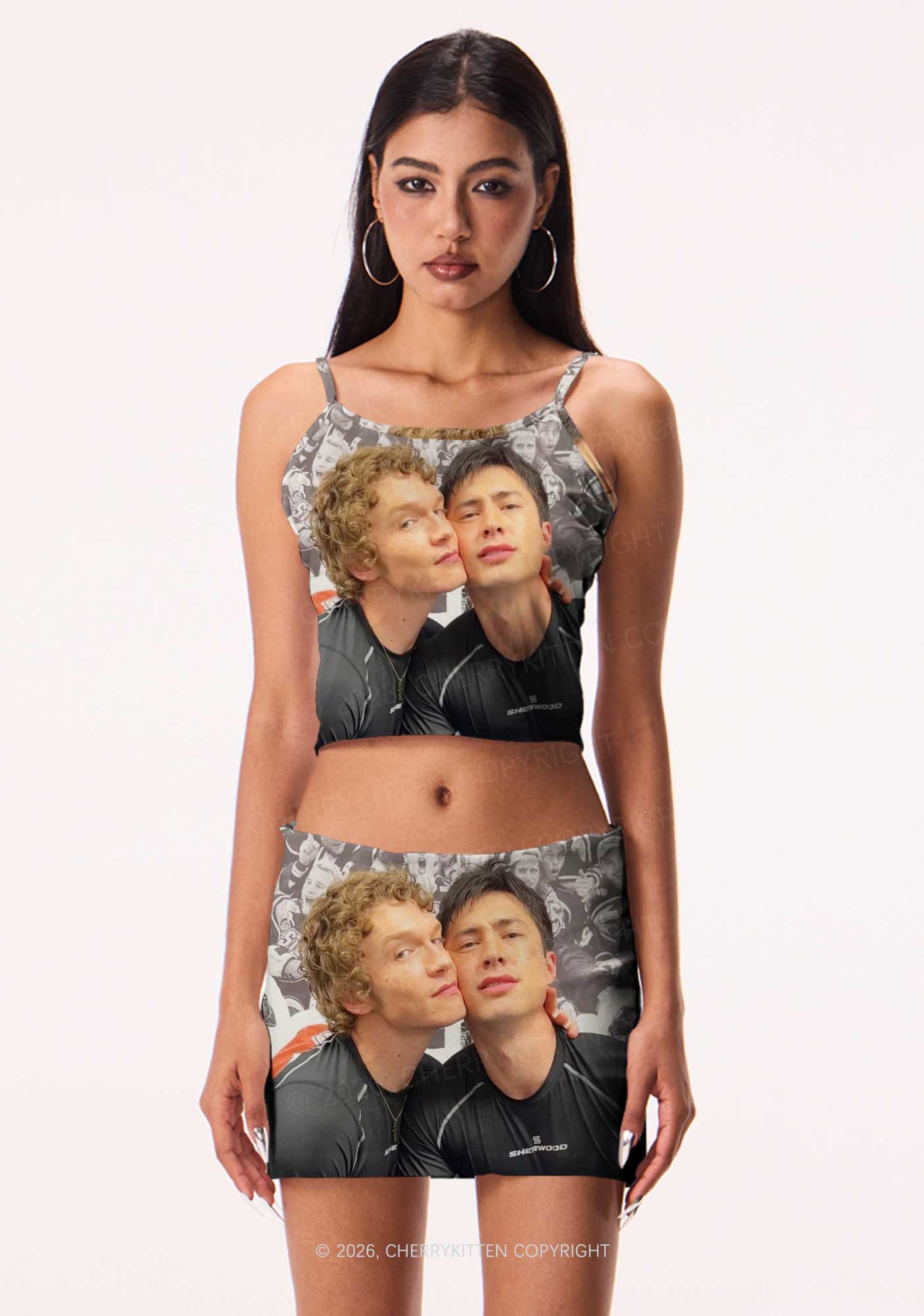 Cheek Kiss HR Y2K Print Mini Skirt Cherrykitten