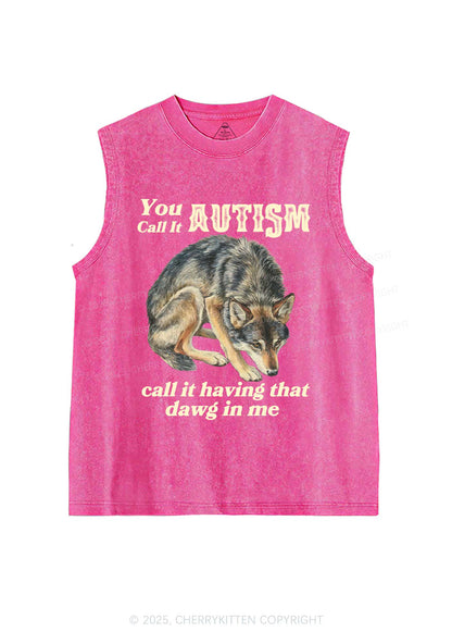 You Call It Autism Y2K Washed Muscle Tank Cherrykitten