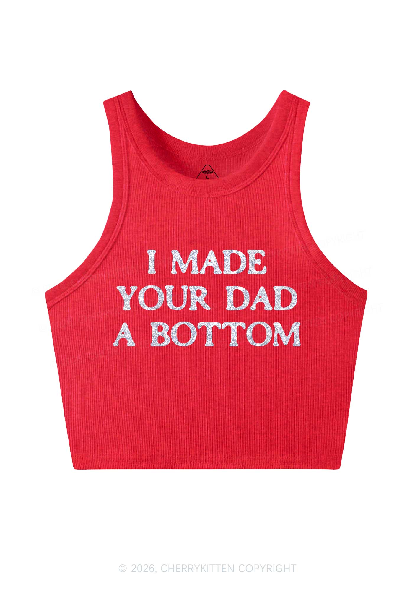 Glitter I Made Your Dad A Bottom Pride Y2K Crop Tank Top Cherrykitten