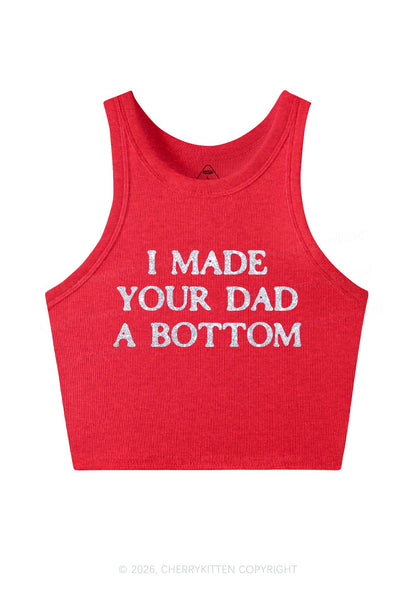 Glitter I Made Your Dad A Bottom Pride Y2K Crop Tank Top Cherrykitten