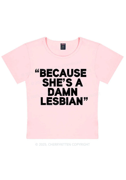 She's A Damn Lesbian Y2K Baby Tee Cherrykitten