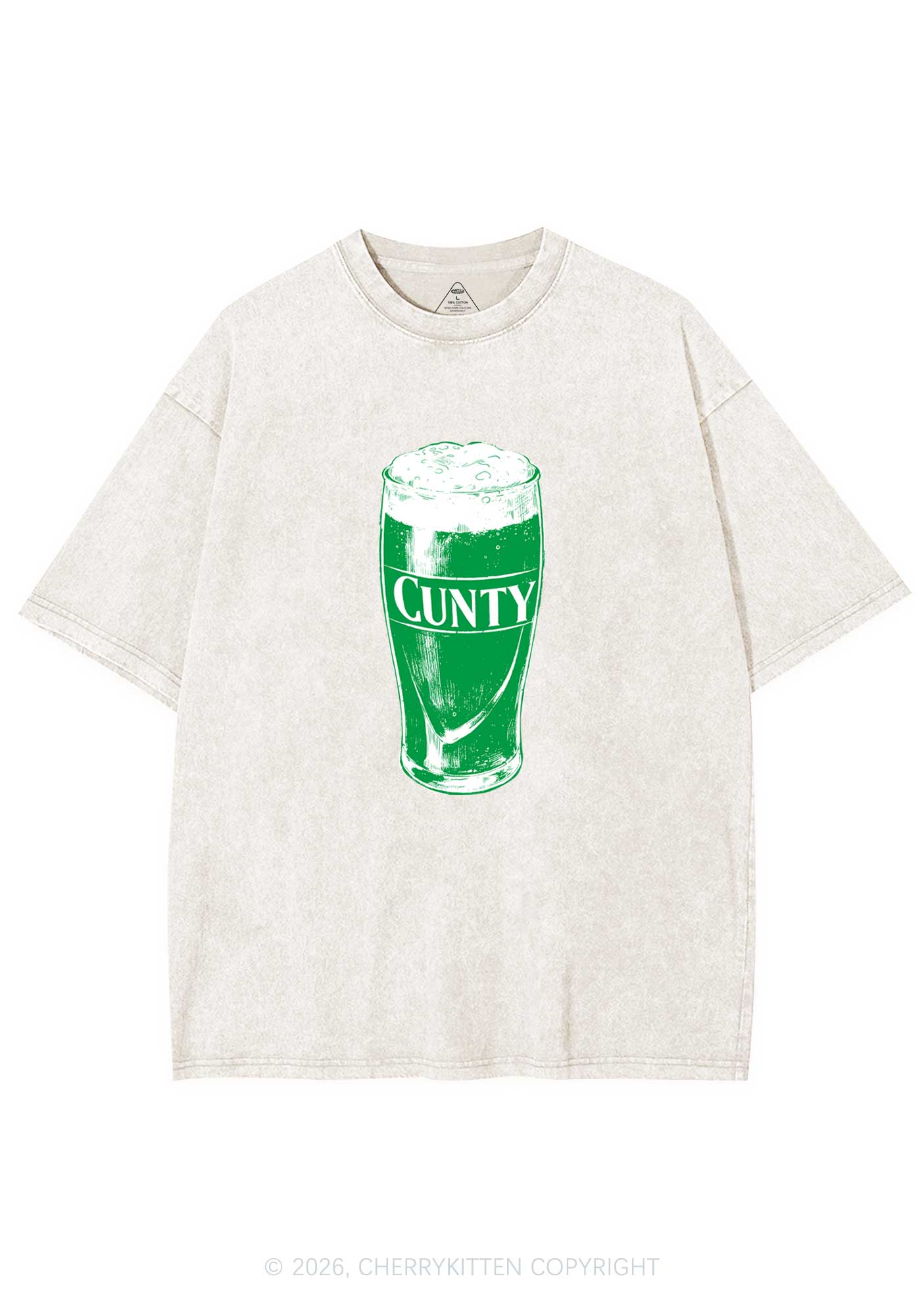 Green Cxxty Beer St Patricks Y2K Shirts Washed Tee Cherrykitten