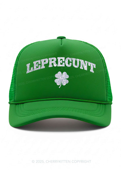 Glitter Leprecunt St Patricks Y2K Trucker Hat Cherrykitten