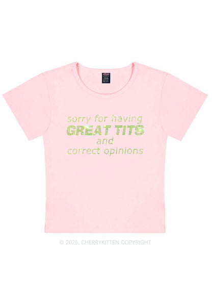 Rhinestone Sorry For Having Correct Opinions Y2K Baby Tee Cherrykitten