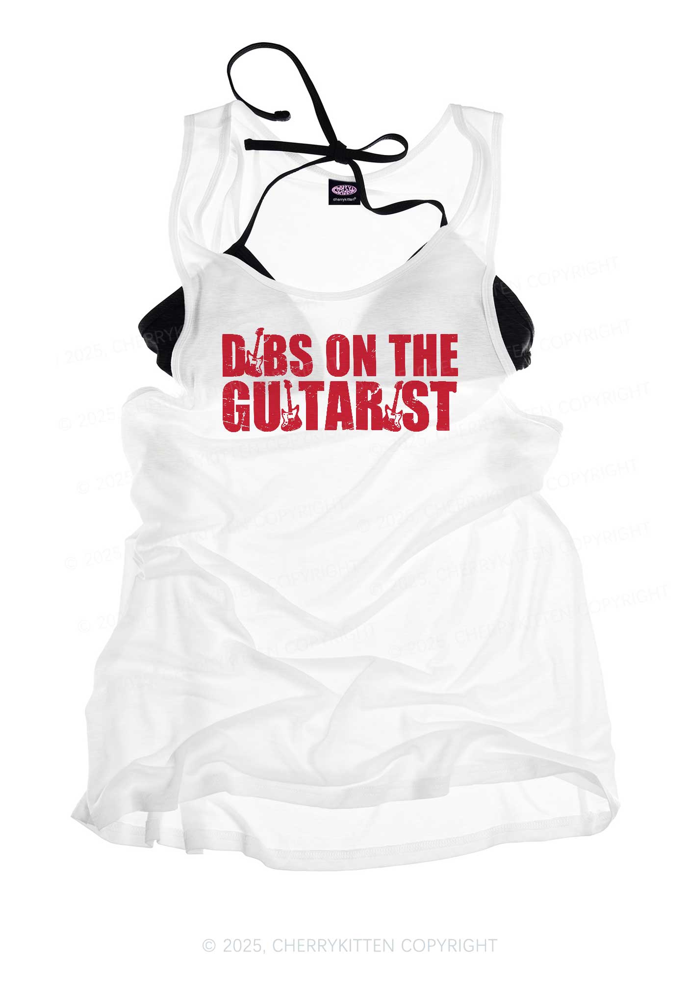 Dibs On The Guitarist Y2K Sheer Boyfriend Tank Cherrykitten