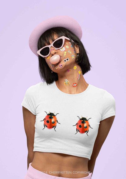 Ladybugs Y2K Baby Tee Cherrykitten