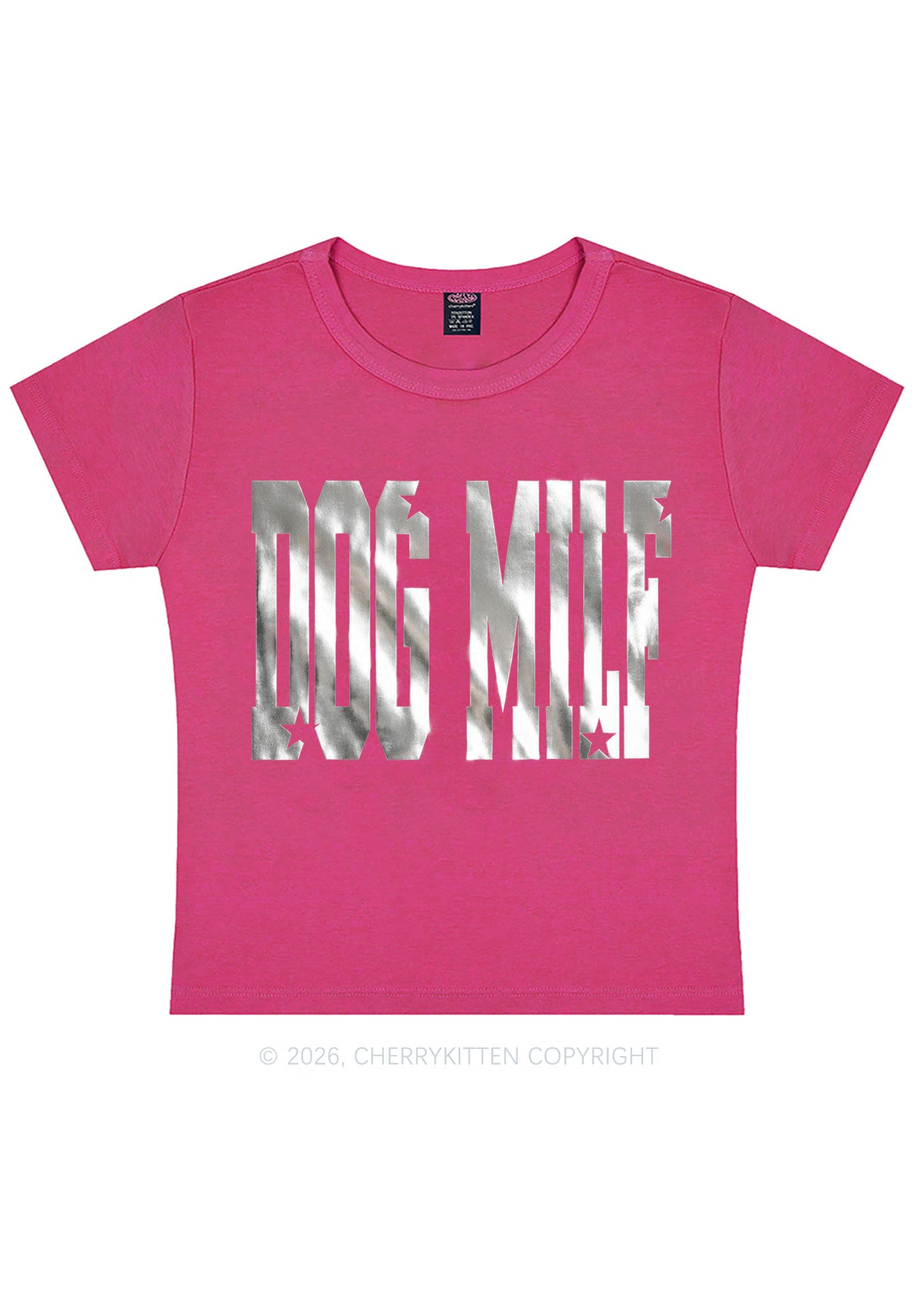 Dog Mxxf Silver Foil Printed Y2K Baby Tee Cherrykitten